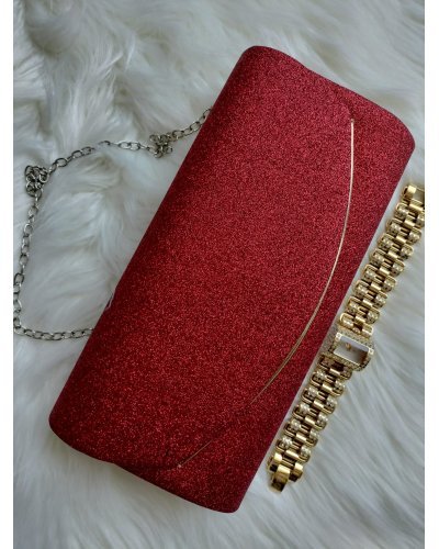 Geanta plic rosu, glitter, Ayla Genti dama, Geanta plic rosu, glitter, Ayla - jojofashion.ro
