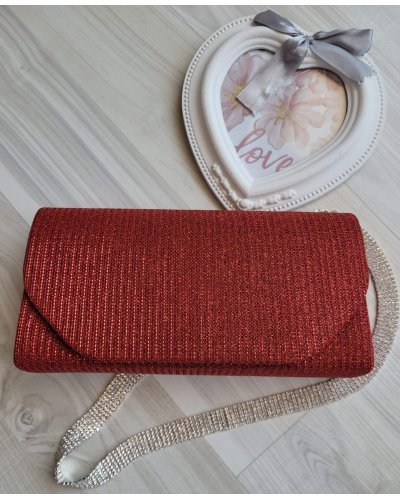 Geanta plic glitter rosu Diamond Genti dama, Geanta plic glitter rosu Diamond - jojofashion.ro