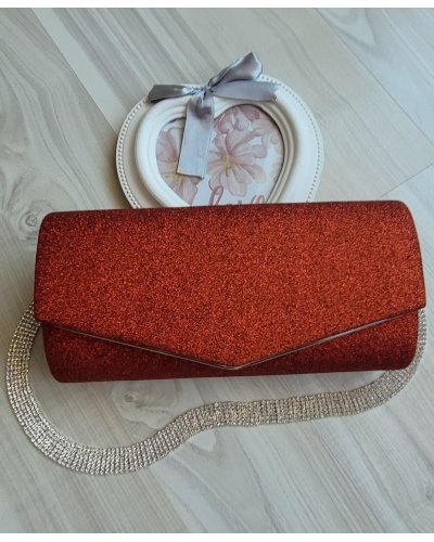 Geanta plic glitter rosu Diva Genti dama, Geanta plic glitter rosu Diva - jojofashion.ro