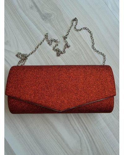 Geanta plic glitter rosu Diva Genti dama, Geanta plic glitter rosu Diva - jojofashion.ro