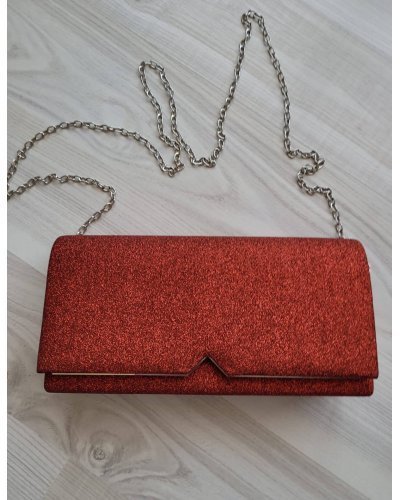 Geanta plic glitter rosu Glossy Genti dama, Geanta plic glitter rosu Glossy - jojofashion.ro