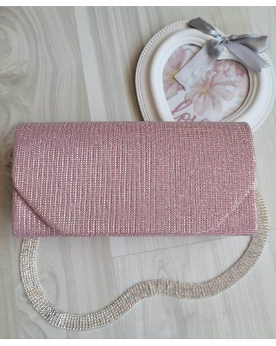 Geanta plic glitter roz pal Diamond Genti dama, Geanta plic glitter roz pal Diamond - jojofashion.ro