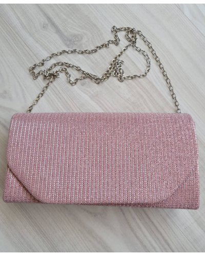 Geanta plic glitter roz pal Diamond Genti dama, Geanta plic glitter roz pal Diamond - jojofashion.ro