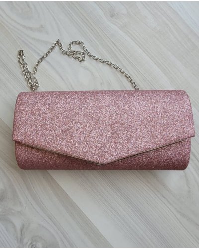 Geanta plic glitter roz pudrat Diva Genti dama, Geanta plic glitter roz pudrat Diva - jojofashion.ro