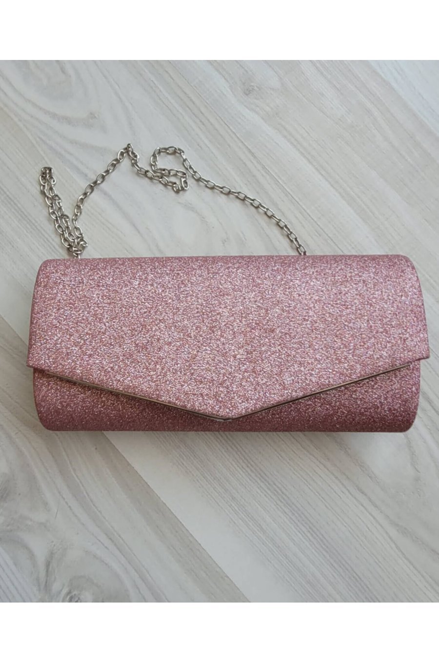 Geanta plic glitter roz pudrat Diva Geanta plic glitter roz pudrat Diva 2 - jojofashion.ro
