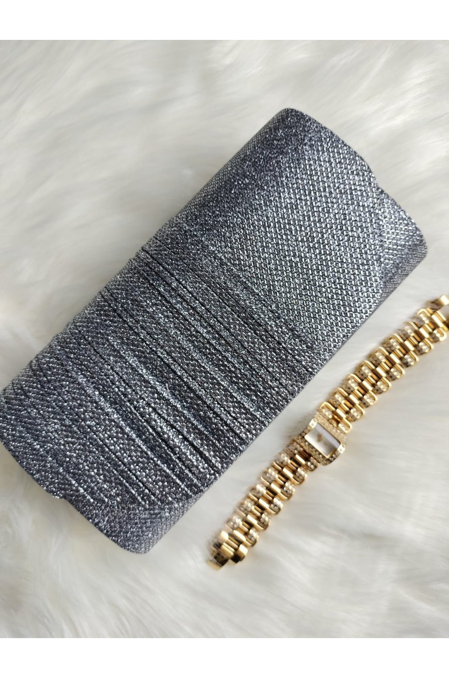 Geanta plic gri cu glitter, Deema Geanta plic gri cu glitter, Deema 1 - jojofashion.ro