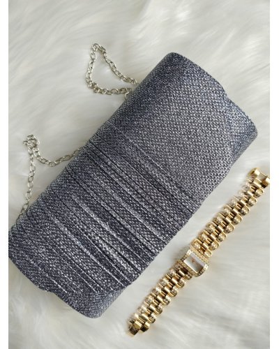 Geanta plic gri cu glitter, Deema Genti dama, Geanta plic gri cu glitter, Deema - jojofashion.ro