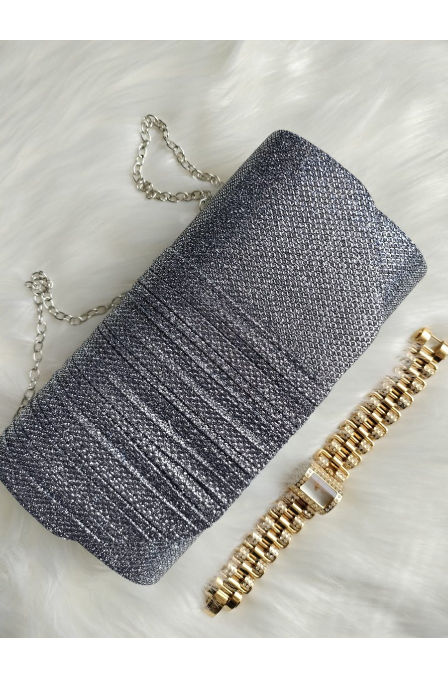 Geanta plic gri cu glitter, Deema Geanta plic gri cu glitter, Deema 2 - jojofashion.ro