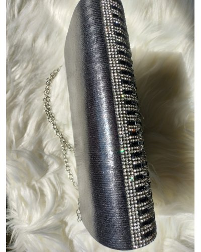 Geanta plic negru cu pietre argintii, Shine Genti dama, Geanta plic negru cu pietre argintii, Shine - jojofashion.ro