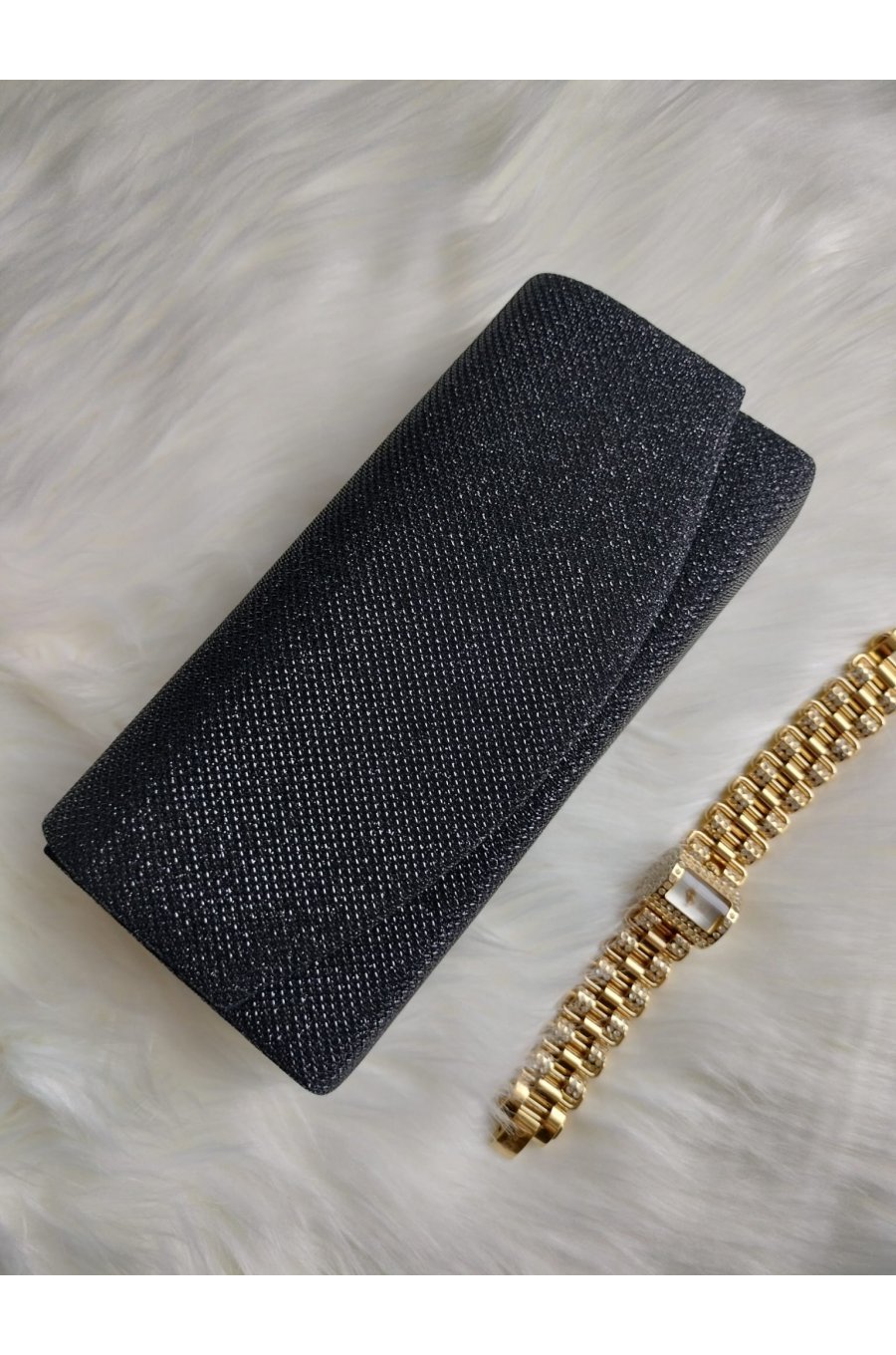 Geanta plic negru cu glitter, Ayne Geanta plic negru cu glitter, Ayne 1 - jojofashion.ro
