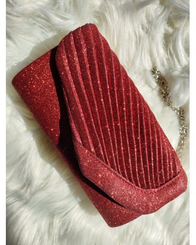 Geanta plic rosu, cu glitter, Zaina Genti dama, Geanta plic rosu, cu glitter, Zaina - jojofashion.ro
