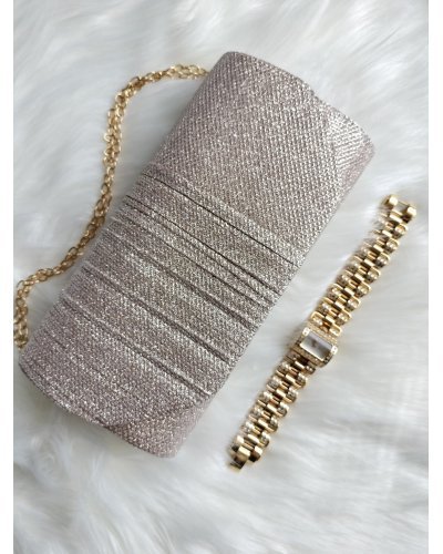 Geanta plic sampanie cu glitter, Deema Genti dama, Geanta plic sampanie cu glitter, Deema - jojofashion.ro