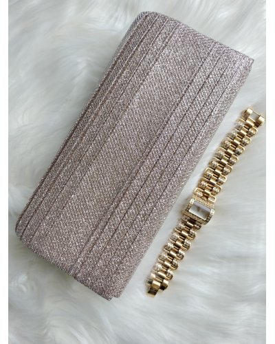 Geanta plic sampanie cu glitter, Melia Genti dama, Geanta plic sampanie cu glitter, Melia - jojofashion.ro