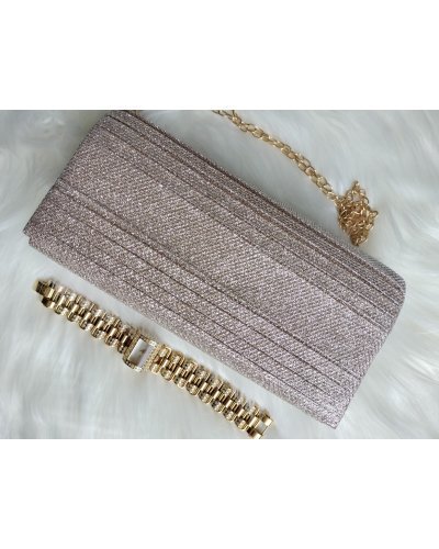 Geanta plic sampanie cu glitter, Melia Genti dama, Geanta plic sampanie cu glitter, Melia - jojofashion.ro