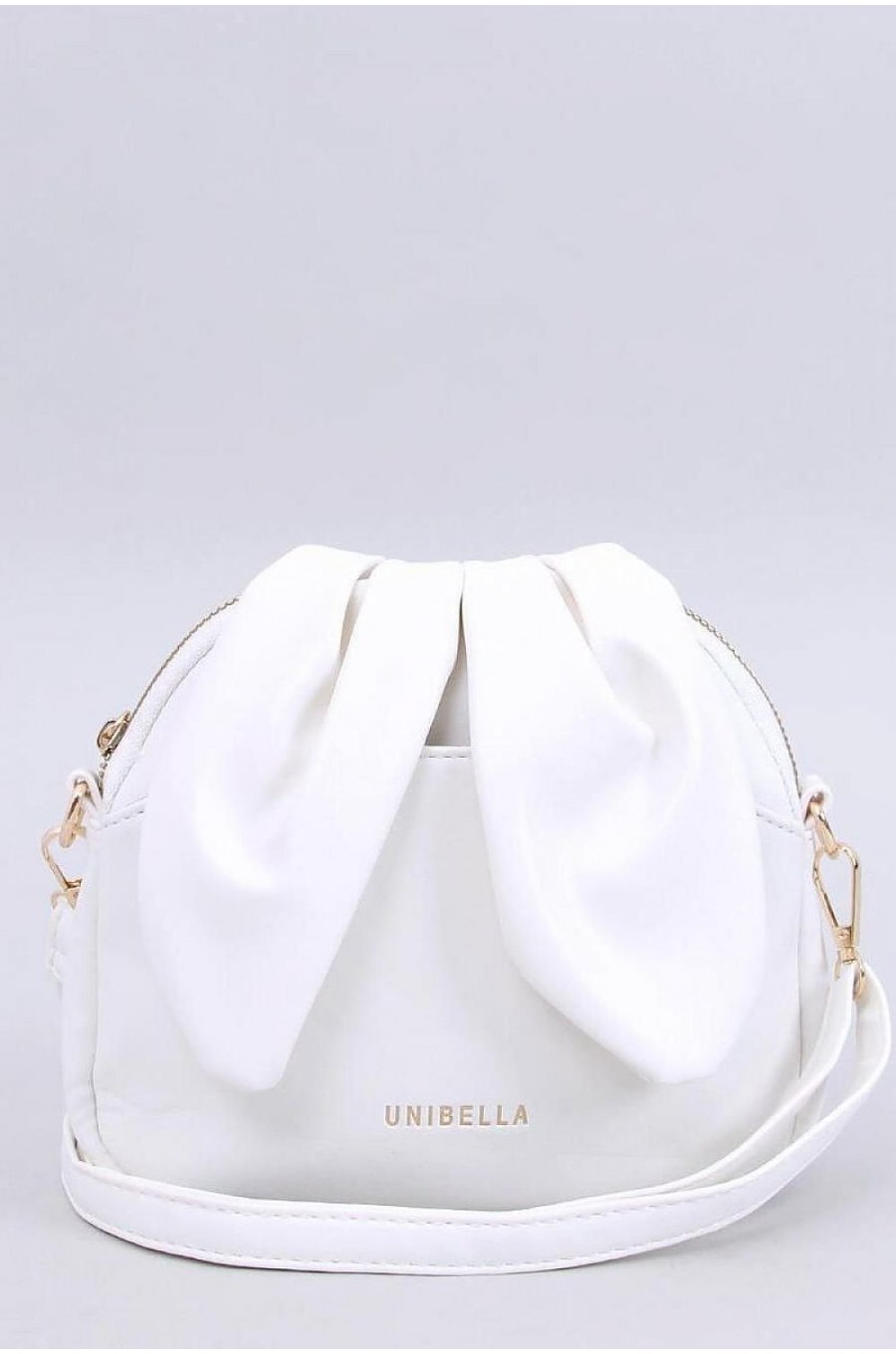 Geanta tip rucsac, din piele eco, alba, cu urechi si fermoar metalic, UniBella1 1 - jojofashion.ro