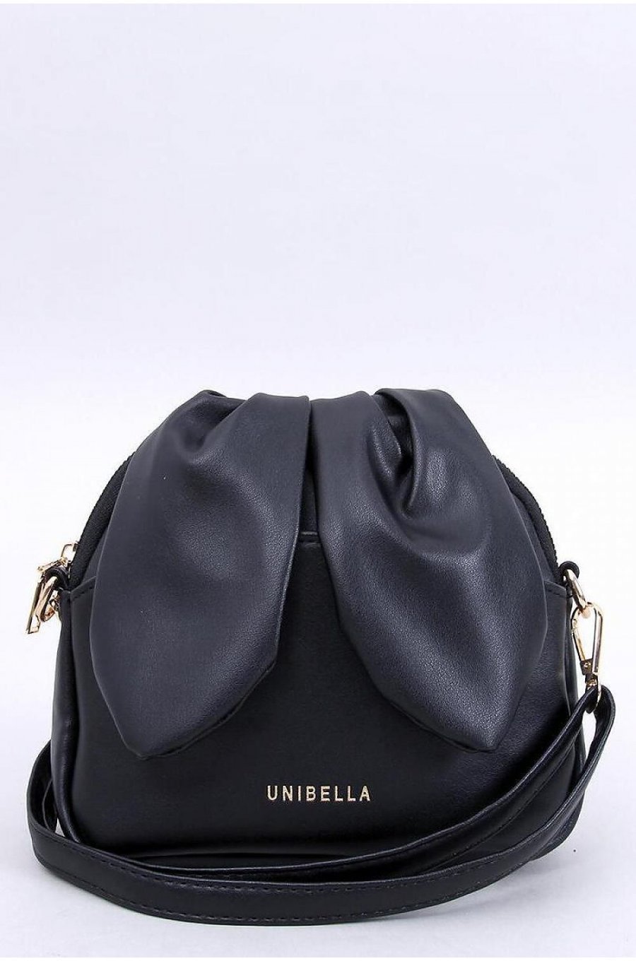 Geanta tip rucsac, din piele eco, neagra, cu urechi si fermoar metalic, UniBella 1 - jojofashion.ro