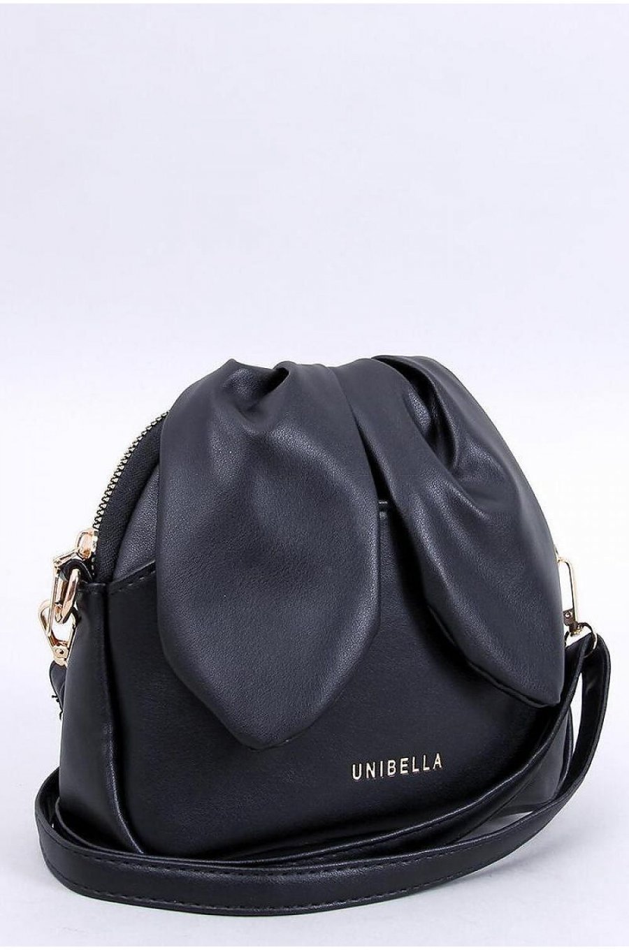 Geanta tip rucsac, din piele eco, neagra, cu urechi si fermoar metalic, UniBella 3 - jojofashion.ro