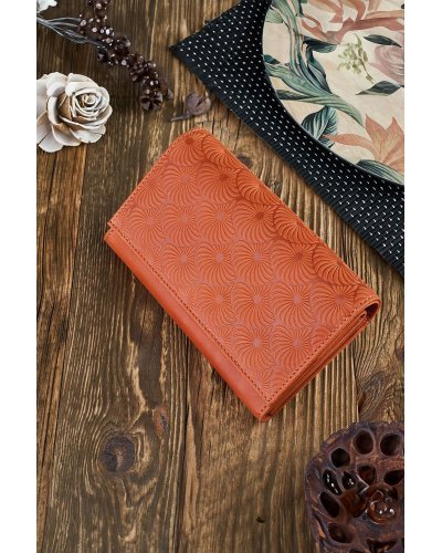 Accesorii, Portofel dama, cu blocare RFID, din piele, orange, Luisse2 - jojofashion.ro