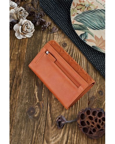 Accesorii, Portofel dama, cu blocare RFID, din piele, orange, Luisse2 - jojofashion.ro
