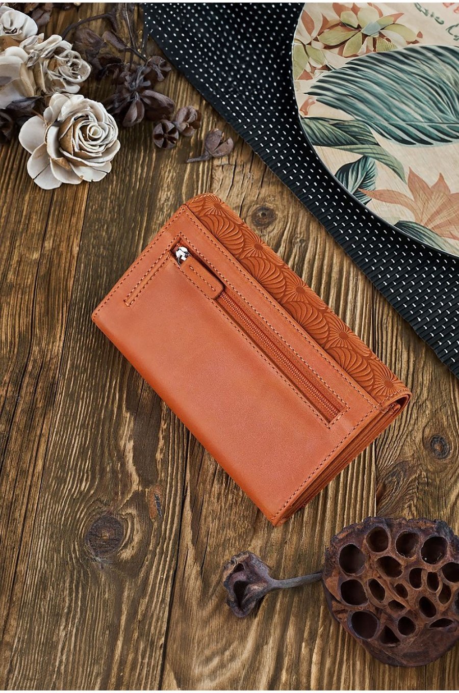 Portofel dama, cu blocare RFID, din piele, orange, Luisse2 Portofel dama, cu blocare RFID, din piele, orange, Luisse2 2 - jojofashion.ro
