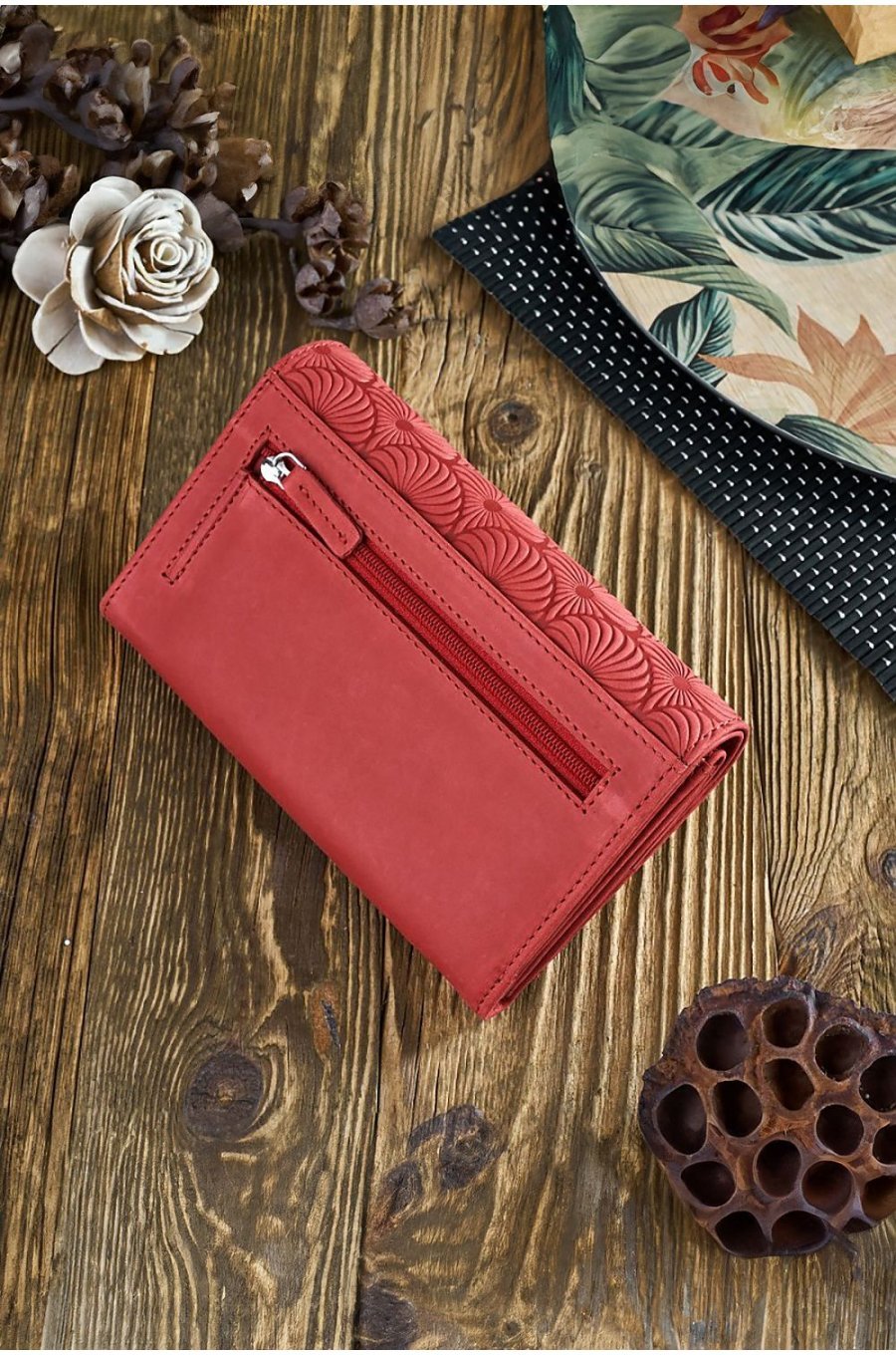 Portofel dama, cu blocare RFID, din piele, rosu, Luisse1 Portofel dama, cu blocare RFID, din piele, rosu, Luisse1 2 - jojofashion.ro