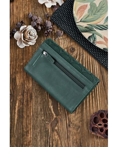 Accesorii, Portofel dama, cu blocare RFID, din piele, verde, Luisse - jojofashion.ro