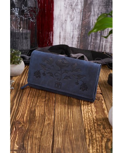 Accesorii, Portofel dama, cu blocare RFID, piele eco bleumarin, vintage, Hellenes - jojofashion.ro