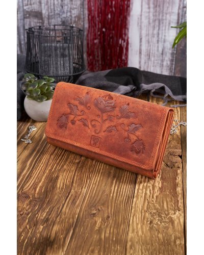 Accesorii, Portofel dama, cu blocare RFID, piele eco, portocaliu, vintage, Hellenes1 - jojofashion.ro