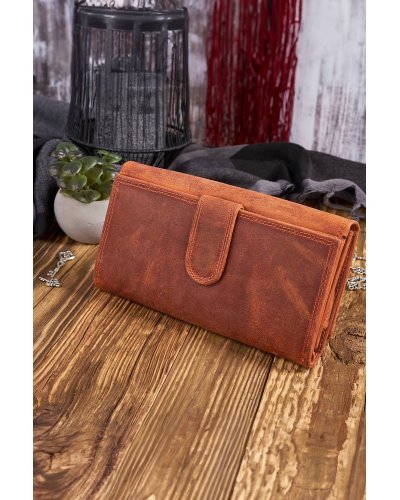 Accesorii, Portofel dama, cu blocare RFID, piele eco, portocaliu, vintage, Hellenes1 - jojofashion.ro