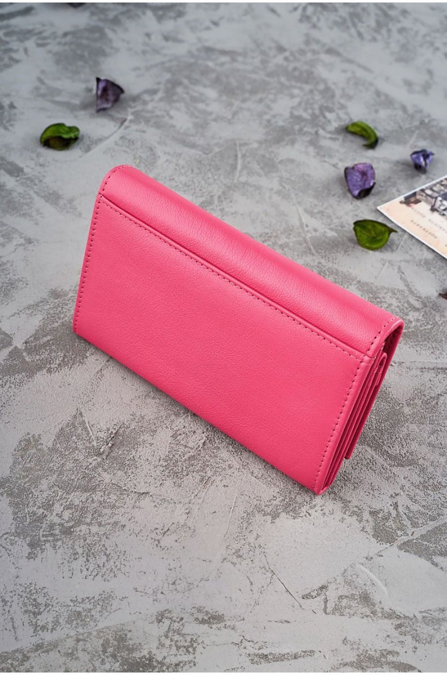 Portofel dama, din piele, roz, cu blocare RFID, Allife1 Portofel dama, din piele, roz, cu blocare RFID, Allife1 2 - jojofashion.ro