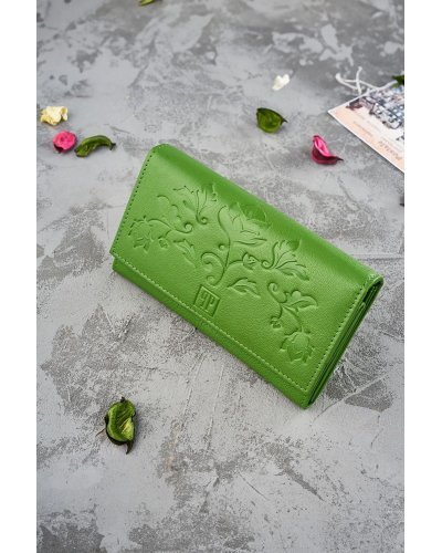 Accesorii, Portofel dama, din piele, verde, cu blocare RFID, Allife - jojofashion.ro