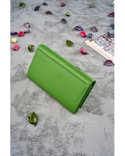 Accesorii, Portofel dama, din piele, verde, cu blocare RFID, Allife - jojofashion.ro