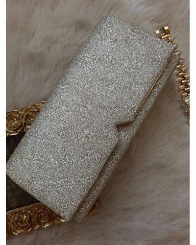 Geanta plic glitter auriu Glossy Genti dama, Geanta plic glitter auriu Glossy - jojofashion.ro