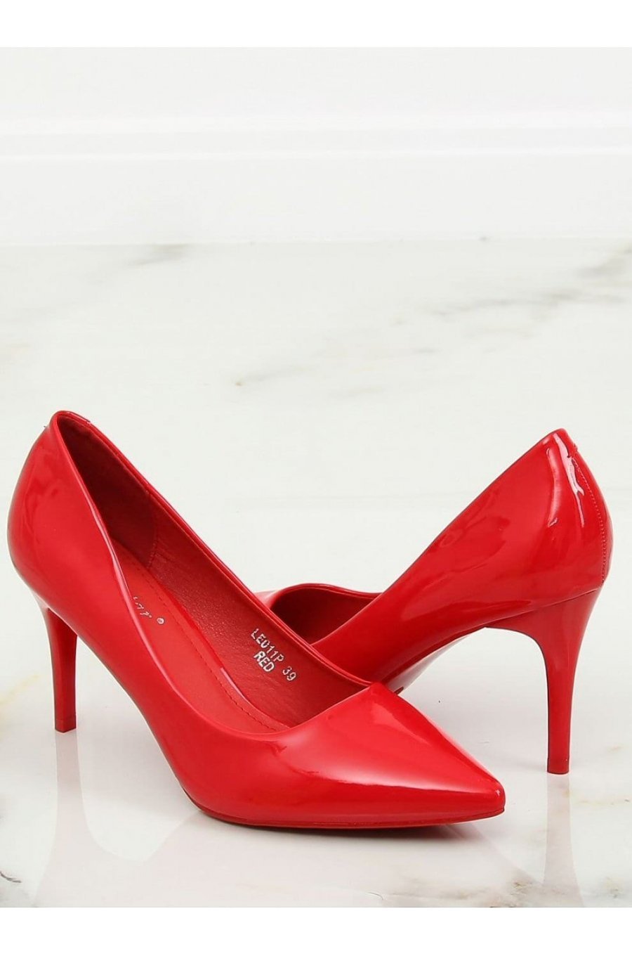 Pantofi de dama stiletto rosii din piele eco lacuita Miruna 1 - jojofashion.ro