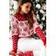 Pulover dama de Craciun rosu imprimat cu fulgi, Jesse 3 - jojofashion.ro