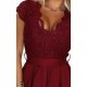 Rochie de ocazie scurta cu dantela burgundy Vivian 4 - jojofashion.ro