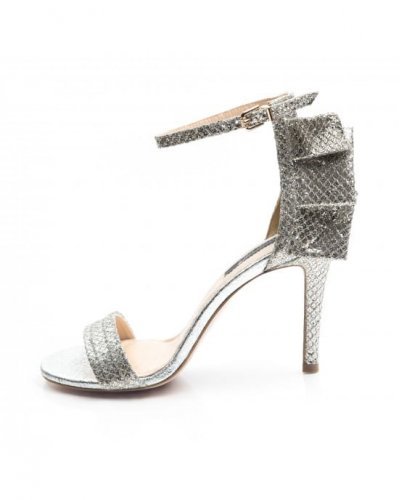 Sandale de dama de ocazie din piele naturala argintie Glitter - jojofashion.ro