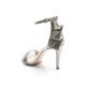 Sandale de dama de ocazie din piele naturala argintie Glitter