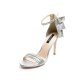 Sandale de dama de ocazie din piele naturala argintie Glitter