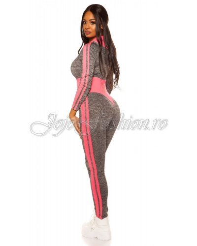 Trening de dama sport, mulat, gri cu roz fucsia Lidia Treninguri dama, Trening de dama sport, mulat, gri cu roz fucsia Lidia - jojofashion.ro