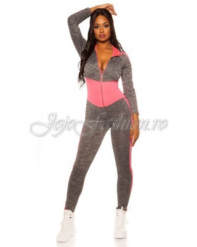 Trening de dama sport, mulat, gri cu roz fucsia Lidia Treninguri dama, Trening de dama sport, mulat, gri cu roz fucsia Lidia - jojofashion.ro