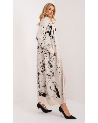 Pulovere dama, Cardigan dama casual, oversize, lung, bej tie dye, Claudine1 - jojofashion.ro