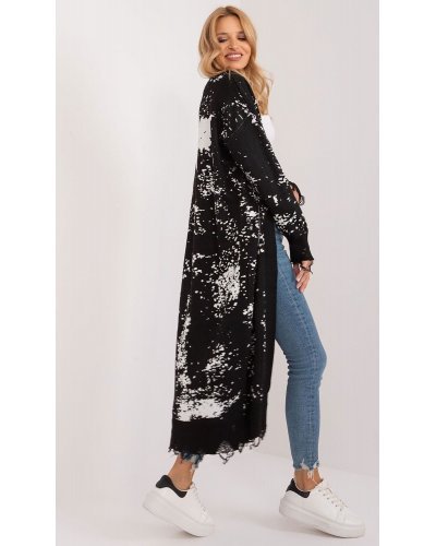 Pulovere dama, Cardigan dama casual, oversize, lung, negru tie dye, Claudine2 - jojofashion.ro