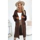 Cardigan dama lung, din acril, maro, cu buzunare, Krisse Cardigan dama lung, din acril, maro, cu buzunare, Krisse 2 - jojofashion.ro