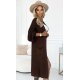 Cardigan dama lung, din acril, maro, cu buzunare, Krisse Cardigan dama lung, din acril, maro, cu buzunare, Krisse 3 - jojofashion.ro