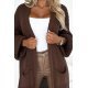 Cardigan dama lung, din acril, maro, cu buzunare, Krisse Cardigan dama lung, din acril, maro, cu buzunare, Krisse 6 - jojofashion.ro