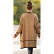 Cardigan dama midi, din acryl, cappuccino, cu buzunare si maneca lejera, Halle 3 - jojofashion.ro