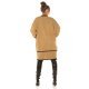 Cardigan dama midi, din acryl, cappuccino, cu buzunare si maneca lejera, Halle 6 - jojofashion.ro