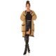 Cardigan dama midi, din acryl, cappuccino, cu buzunare si maneca lejera, Halle 7 - jojofashion.ro