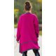 Cardigan dama midi, din acryl, roz fucsia, cu buzunare si maneca lejera, Halle 3 - jojofashion.ro